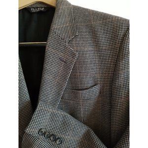 JOS A Bank Mens 43L Silk/Wool Plaid Blazer Jacket Coat EUC